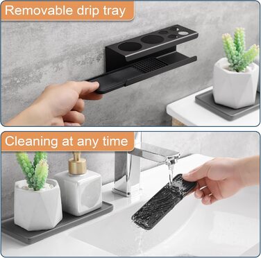 Тримач для зубної щітки OETAMS Тримач для електричної зубної щітки, тримач для зубної щітки з нержавіючої сталі Настінний самоклеючий тримач для зубної щітки Чорний тримач головки щітки без свердління