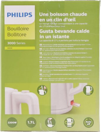 Чайник Philips, об'єм 1,7 л, зі світловим індикатором, на підставці Пірует, білий (HD9318/00) Білий