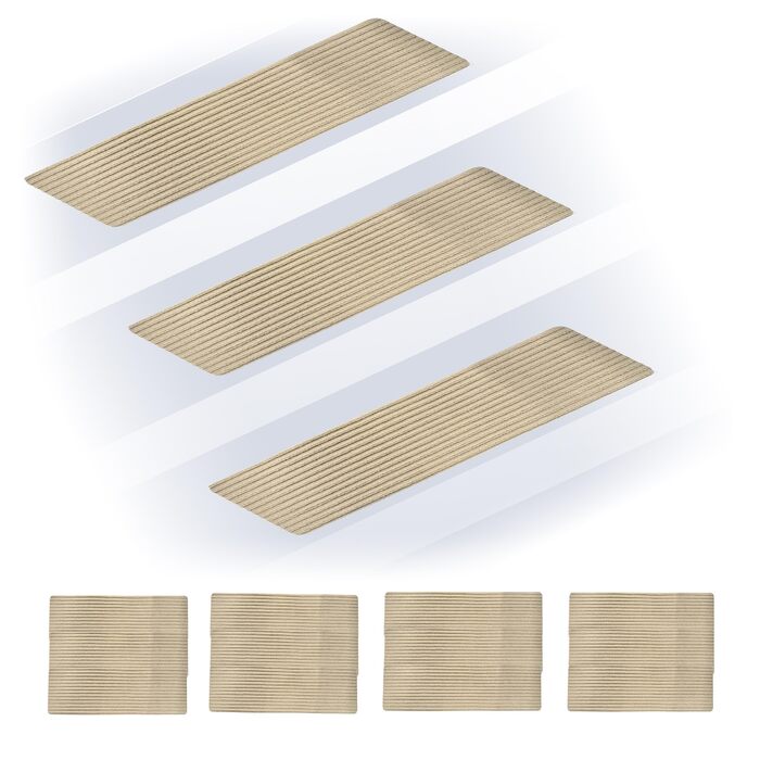 Сходинки Relaxdays, комплект з 16 шт. , прямокутні сходинки, 65 x 20 см, самоклеючі килимки для сходів, бежевий колір