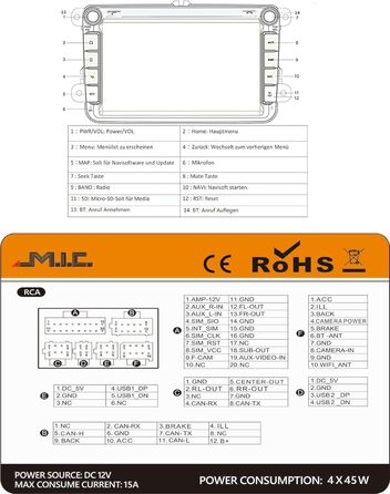 Авторадіо для VW Golf 5/6 Passat Touran Tiguan T5 / Skoda/SEAT (RNS/RCD Ersatz) 8&39 QLED, 4GB64GB, CarPlay/Android Auto, 4G-SIM, DAB (включ. антена), інтегрований CANBUS, 8V7-L2 Android 14