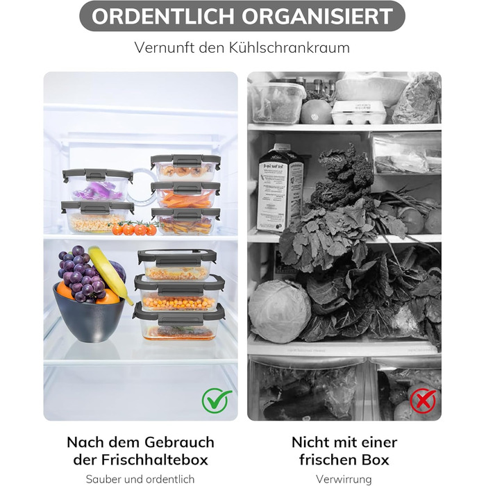 Скляні контейнери для зберігання продуктів, набір з 2 шт. , 630 мл скляні контейнери для зберігання зі скляними кришками, герметичні та герметичні, контейнери для зберігання продуктів, скляні контейнери для приготування їжі, безпечні для мікрохвильової пе