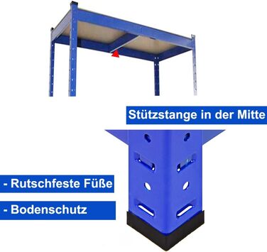 Міцний металевий стелаж 5 полиць з МДФ Вантажопідйомність до 875 кг 180 x 90 x 40 см (В x Ш x Г) Стелаж для гаража/майстерні, синій 180 x 90 x 40 см (В x Ш x Г)