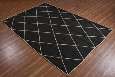 Килимок CASAVANI Kilim, 22,9 x 30,5 см, чорно-бежевий, тканий джутовий килим, для приміщень і вулиць, плоске плетіння, зони з висо