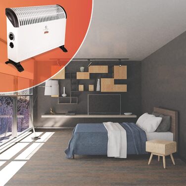 Електричний обігрівач MAUK, підключається до мережі Захист від замерзання з термостатом, 3-ступінчастий конвектор Обігрівач з ручкою для перенесення, кемпінговий обігрівач, 750/1250/2000 Вт, білий, електричний, для теплиць