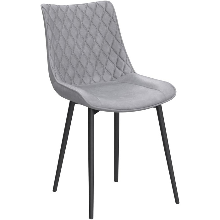 Обідні стільці WOLTU, Комплект з 2 шт. , Кухонні стільці, Стільці для вітальні, М&39які стільці зі спинкою, Для їдальні, Кухні, Вітальні, Офісу, Сидіння зі штучної шкіри, Металеві ніжки, Сірий BH210gr-2 Сіра штучна шкіра