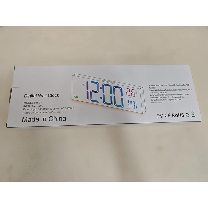 Цифровий настінний годинник Maxstar 16.2-дюймовий настінний годинник з великим світлодіодним дисплеєм, настінний годинник з 8 коль