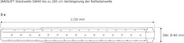 Вставний вал jarolift 1 x 115 см, подовження валу ролет до 95 см (3 x 115 см подовження валу до 285 см, Sw40)