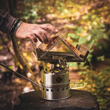 Піч Hobo вулична кемпінгова піч, дров'яна піч з нержавіючої сталі, з сіткою для гриля, газова плита 1-конфорочна Opt 3 Кемпінговий