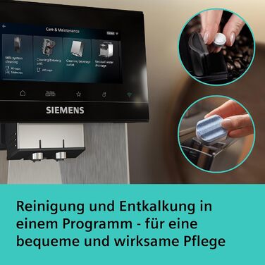 Кавомашина Siemens EQ900 iAroma персоналізація налаштувань, точний жорер, великий сенсорний дисплей, 2 контейнери для зерен, срібляста, TQ927E03 EQ900 iAroma 2026