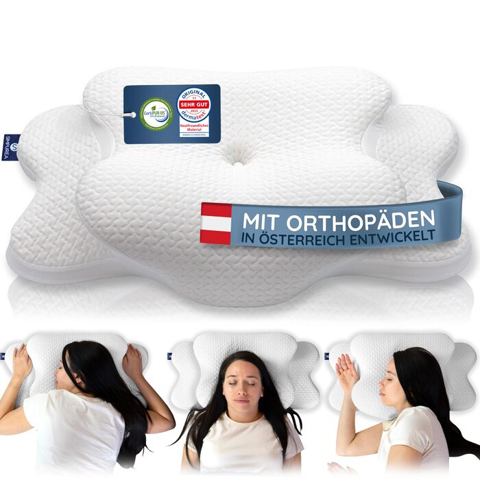 Ортопедична подушка для сну Бамбук Ергономічна подушка для підтримки шиї з в&39язкопружною піною з ефектом пам&39яті та дихаючою чохлом з бамбукового волокна Для сну на спині, боці та животі. Білий бамбук.
