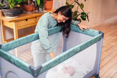 Дитяче ліжечко Momi BELOVE для дітей вагою до 15 кг, Ш65 x Д125 x В78 см (складається 21 x 23 x 80 см), дитяче ліжечко з матрацом, 2 колеса, сумка для транспортування сірого кольору