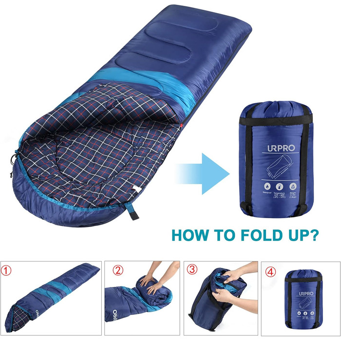 Фланелевий спальний мішок 3-4 сезони 1,6 кг, підходить для зими, осені та весни, виготовлений з порожнистого волокна та приємний для шкіри, водовідштовхувальний, синій