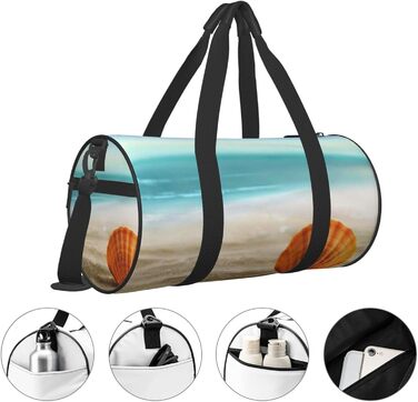 Спортивна сумка, дорожня сумка, пляжна сумка з мушлевим принтом, сумка для ночівлі, чорна, універсальний розмір, сумка для подорожей