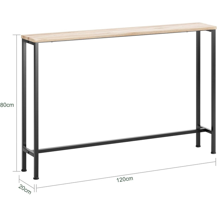 Вузький консольний столик SoBuy для коридору Консольні столики для вітальні, вінтажний металевий сервант, міцний дизайн ідеально підходить для меблів у коридорі, офісі натуральний та чорний, 120x80x20 см, FSB19-XL-Z Світлий натуральний та чорний 1208020 с
