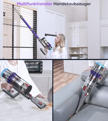 Акумуляторний пилосос MIBODE 45000Pa, акумуляторний пилосос потужністю 550 Вт з інтелектуальним дисплеєм, до 60 хвилин роботи, пил