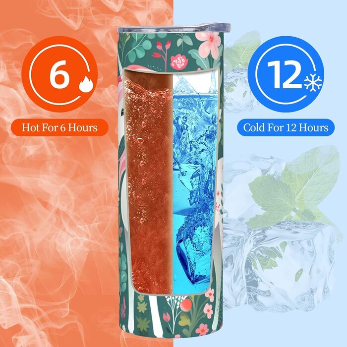 Кухоль з прямою трубочкою, єдиноріг з рожевим волоссям, принт, дорожній кухоль, підходить для кемпінгу, офісу та дому, 590 мл