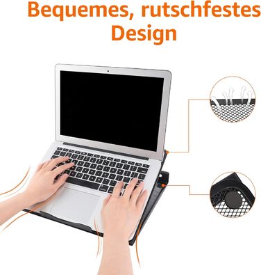 Підставка для ноутбука Storeo Basics з вентиляцією, регульована, ергономічна, сумісна з ноутбуками до 17,3 дюймів (43,9 см), розміри 33 x 28.7 x 18.5 см, чорного кольору