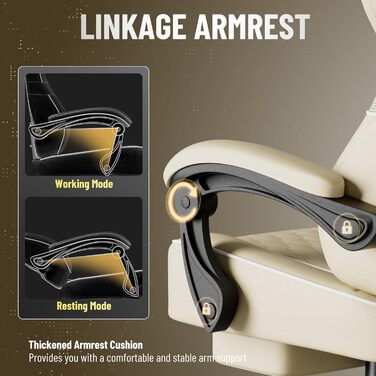 Ігрове крісло Huracan з функцією масажу, ігрове крісло, регульоване та поворотне робоче крісло, ергономічне комп&39ютерне крісло з підставкою для ніг, ігрове крісло зі штучної шкіри, бежевий колір, штучна шкіра, білий колір