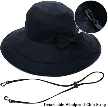 Жіночі широкополі сонцезахисні капелюхи Comhats, UPF 50, складні, літні пляжні, бавовняні/льоняні, відро для прогулянок, садівництва, сафарі, подорожей 69038Чорний Синій M