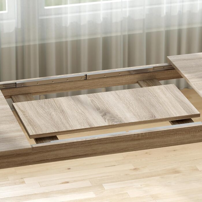 Розсувний обідній стіл HOMCOM 180-260 x 90 см, Кухонний стіл для 8-10 осіб, Сучасний обідній стіл, Дуб, Виготовлено в ЄС