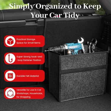 Органайзер для автомобіля Einesin, сумка для багажника з фетру з кріпленням на липучках, автоаксесуар для інструментів та автохімії, органайзер у багажник (30 * 15 * 30 см - )