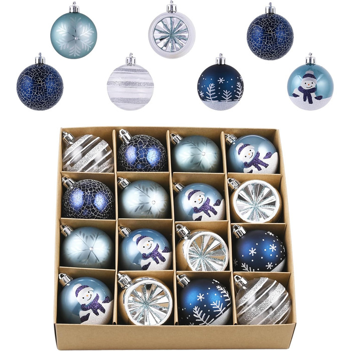 Різдвяні кульки 16 шт сріблясто-блакитний Valery Madelyn