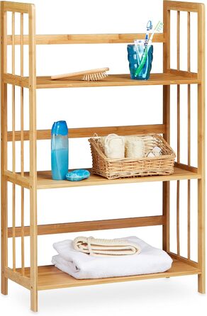 Окремостояча полиця Relaxdays з бамбука та дерева, 3 полиці, ВxШxГ 88 x 55 x 26 см, полиця для ванної кімнати, полиця для взуття, бамбукова полиця, натуральний коричневий колір