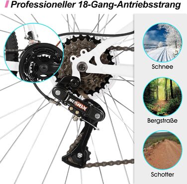 Жіночий гірський велосипед Hiland 26 дюймів, 18 швидкостей, жіночий гірський велосипед з V-подібними гальмами, міцний MTB для жінок, різні кольори, білий