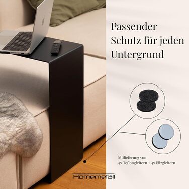 Металевий журнальний столик C-подібної форми - чорне порошкове покриття - сучасний журнальний столик для дивана, софи, крісла або як тумбочка біля ліжка - висота 48 см, чорний колір 48 см