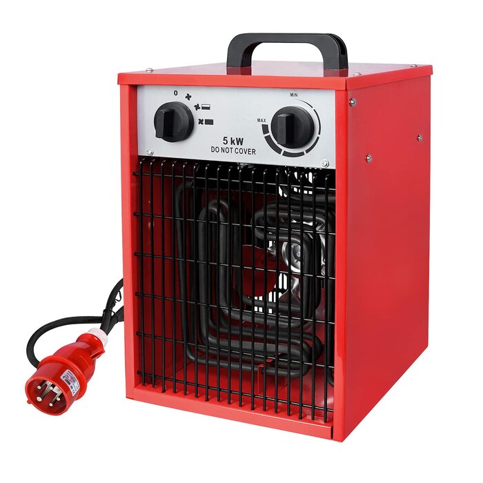 Електричний обігрівач LARS360, енергозберігаючий 5000 Вт - професійний промисловий обігрівач з 3 режимами нагріву, електричний обігрівач для використання всередині та зовні приміщень, захист від перевантаження