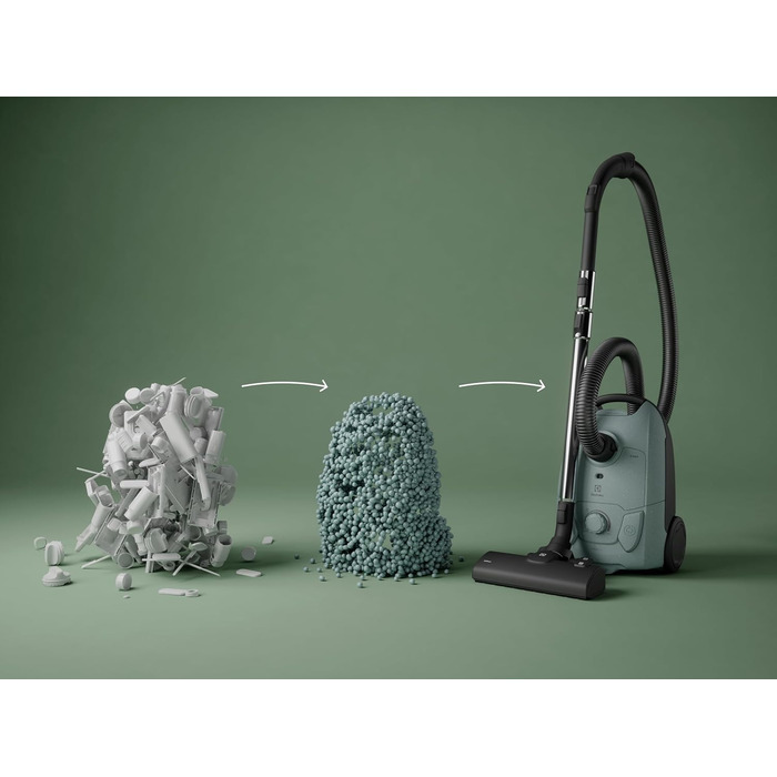 Пилосос із мішком Electrolux EB51C1OG, серія 500, висока фільтрація, потужність 650 Вт, місткість мішка 3 л, рівень шуму 78 дБ, колір океанський зелений
