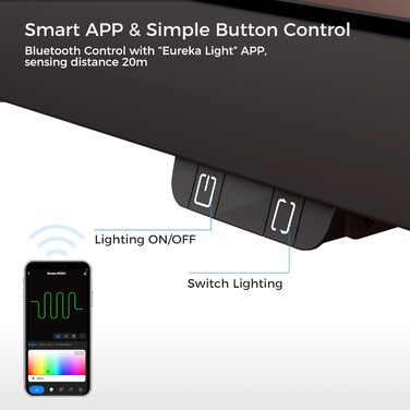 Ігровий стіл EUREKA ERGONOMIC з RGB-підсвічуванням 110 см, скляний ігровий комп&39ютерний стіл з музичним реактивним RGB-світлодіодним підсвічуванням через додаток, 110 x 60 см