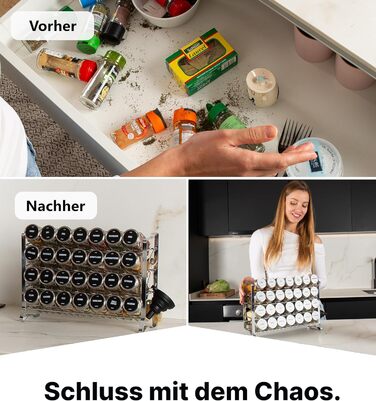 Підставка для спецій Deco haus, настінна та настінна З 28 БАНКАМИ ДЛЯ СПЕЦІЙ ТА ЕТИКЕТКАМИ - Органайзер для спецій - Органайзер для підставки для спецій - Підставка для спецій, підвісні підставки для спецій - Шафа для підставки для спецій, чорне місце для