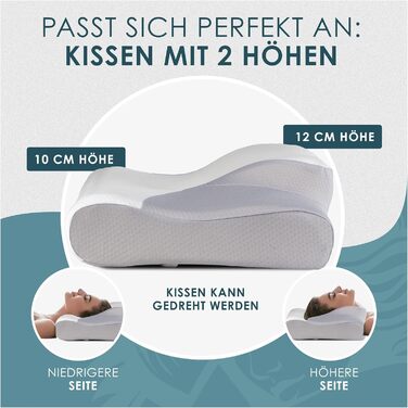 Ортопедична подушка ергономічна подушка для зняття болю в шиї з піни з ефектом пам&39яті, сертифікована IGR, подушка проти хропіння, подушка для підтримки шиї для сну на спині, животі та на боці, біло-сіра 1