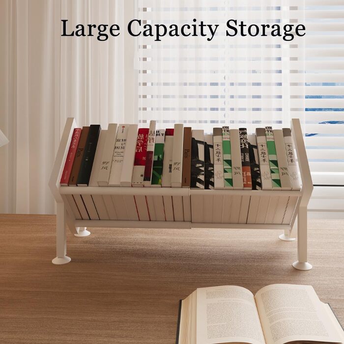 Маленька настільна книжкова полиця, міні-висувна книжкова шафа, металева настільна полиця, компактний органайзер для книг для дитячих столів, офісів, віталень (чорний)