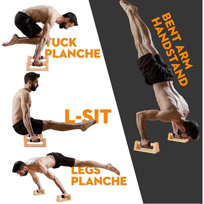 Нековзні турніки для віджимань Aka & Lou з бука, паралельні вправи для калістеніки, дерев&39яні ручки для віджимань, силові тренування, ергономічна рукоятка із захистом зап&39ястя та сумкою