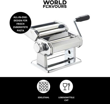 Ручна м'ясорубка-пастамашина Kitchen Craft Deluxe з нержавіючої сталі подвійне лезо, 9 налаштувань товщини, затискач для столу для лазаньї, равіолі, спагеті та тальятеле