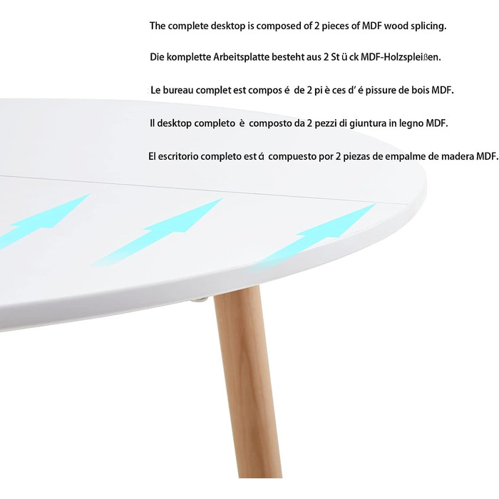 Невеликий обідній стіл HJ WeDoo, круглий обідній стіл, кухонний стіл 80x80x74 см, обідній стіл для кухні, їдальні, вітальні та офісу, білий