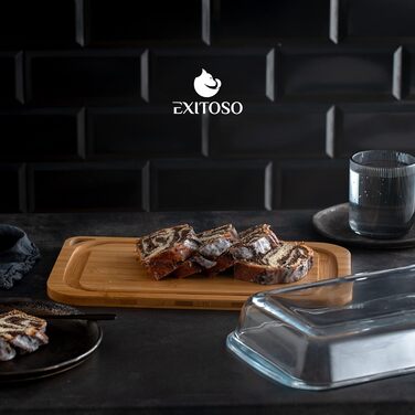 Дерев&39яна сервірувальна дошка Exitoso, скляні контейнери для холодної нарізки для холодильника, набір з 2 шт. , штабелюються - купол для сиру, коробка для ковбас, контейнери для зберігання продуктів, контейнер для зберігання сиру, коробка для ковбас - к