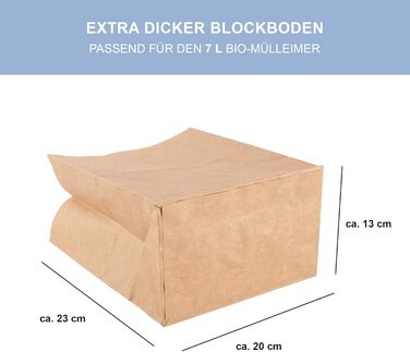 Паперових пакетів для сміття, 7 л, пакети для органічних відходів для контейнерів для органічних відходів, виготовлені з паперу, вологостійкі та стійкі до розриву, паперові пакети 7 л, 100 шт. (1 упаковка), 100