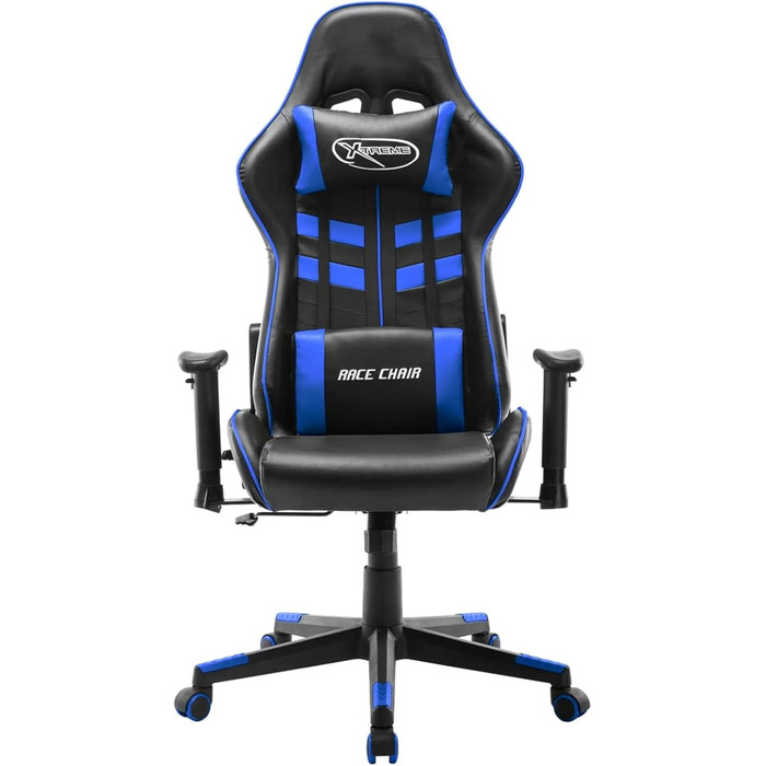 Ігрове крісло, офісне крісло, ігрове крісло, обертове крісло, письмове крісло, чорно-синя штучна шкіра