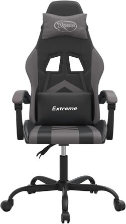 Геймерське крісло з регульованою спинкою, штучна шкіра чорного/сірого кольору, 57,5 x 59,5 см - Для оптимального ігрового досвіду Модель 3143894