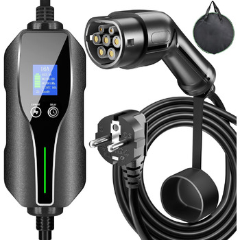 Зарядний кабель для електромобілів тип 2 7,5 м Zimking 6/8/10/13/16 А Регульовані зарядні пристрої для електромобілів з цифровим д