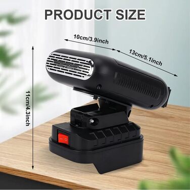 Обігрівач на батарейках, вентилятор-обігрівач на батарейках, автомобільний обігрівач з батарейками, поворот на 90, 2 портативні USB-обігрівачі, сумісний з BL1830 BL1850 BL1840 BL1845 BL1815 BL1820 BL1860B