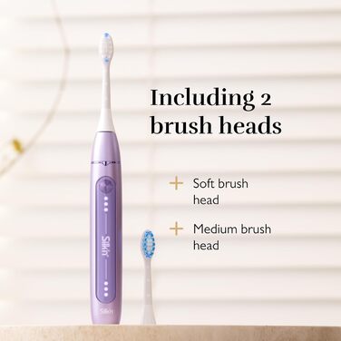 Ліловий, звукова зубна щітка з 300 днями роботи від акумулятора