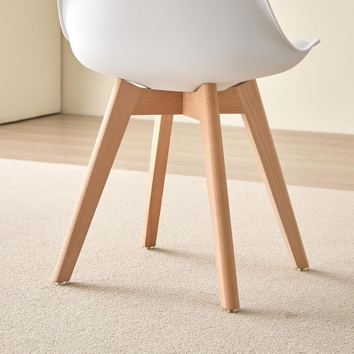 Обідні стільці, ніжки з масиву дерева товщиною 28 мм, м&39який стілець, обідній стілець Oslo, комплект з 4 шт. , білий, 521249 4 Білий