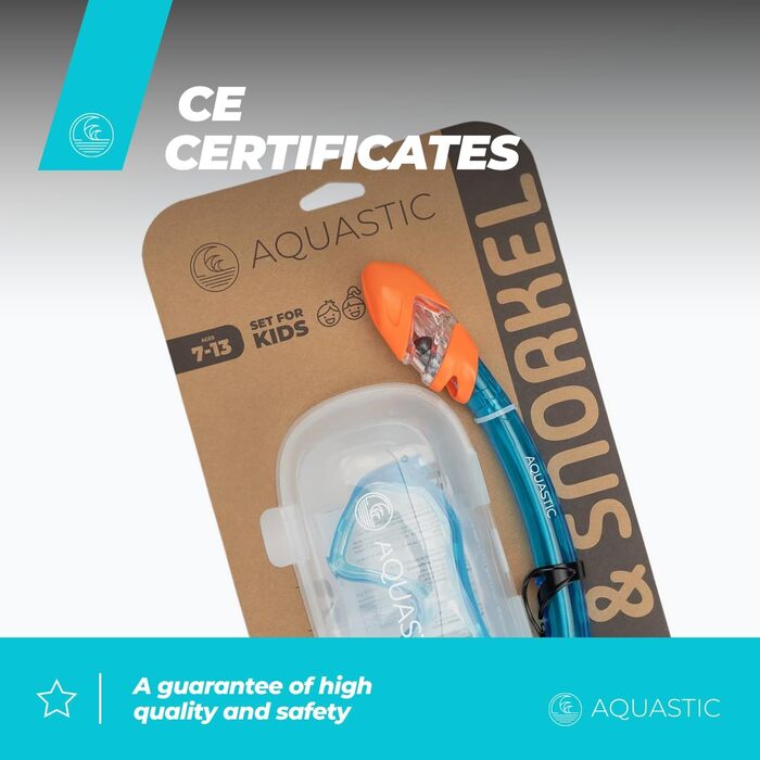 Набір для сноркелінгу AQUASTIC для дітей, дитяча маска для дайвінгу Shelly JR 2-в-1, маска для сноркелінгу та свисток, синій, маска з подвійним загартованим склом, гіпоалергенний силіконовий мундштук