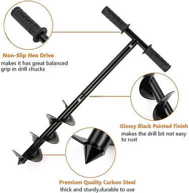 Набір ручного бура Garten, Ø 100 мм бури для землі, стовпів, спіральний бури для швидкої посадки, бури для огорож та інструмент для висадки дерев 100 мм