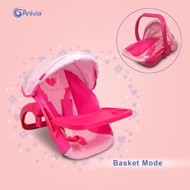 Коляска для ляльок ANIVIA, лялькова коляска, коляска 8 в 1, лялькова коляска та коляска, іграшка, подарунок для дітей, підходить д
