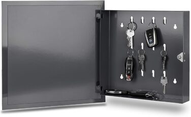 Скринька для ключів Bonsport зі скляною магнітною дошкою - дошка для пам&39яток, включаючи 6 магнітів - ідеально підходить для коридору, вхідної зони, офісу - 33x33x6,8 см - антрацит